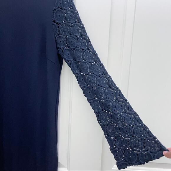 Philosophy Lace Long Sleeve Dress Navy 10 - Picture 2 of 6